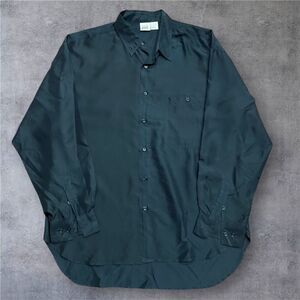 I.O.U. Vintage 90s Pure Silk Casual Button Down Shirt Black Men's Size Large